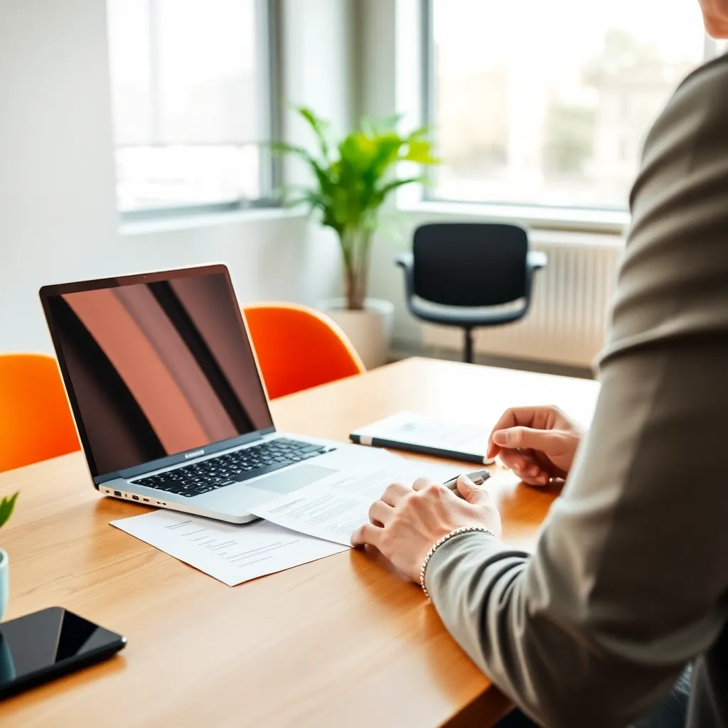 Persoon die CV inhoud optimaliseert op laptop