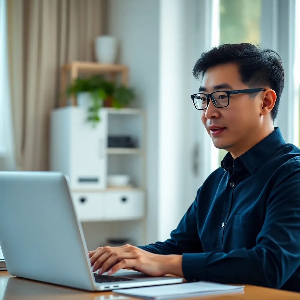 Persoon tijdens een online sollicitatiegesprek